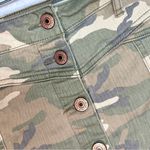 Forever 21  Camo Mini Skirt 28 Green Brown Camouflage Military Buttons Stretch Photo 1