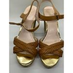Vince Camuto  Brown & Gold open-toed Wedges Size 9 Photo 1