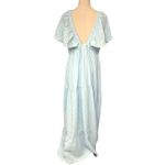 She & Sky  Ruffle Sleeve w/ Plunging Neckline Open Back Crepe Blue Maxi Dress 1XL Photo 4