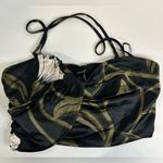 Forever 21 Satin Tropical Leaf Print Crop Top Green Black Strappy Size Large NWT Photo 1