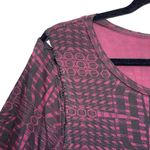 Leith NWT Burgundy & Black Geometric Print Lattice Sleeve Top Photo 2