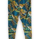 LuLaRoe Womens Leggings Sz TC Blue Yellow Black White Art Deco 12 14 16 18 Photo 1