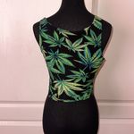 Y2K RETRO RAVE STRETCH POT LEAF CROP TANK Green Photo 1