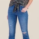 Francesca's Size Small Camouflage Tie Front Top. Green Photo 5