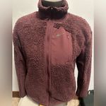 Nike Womens Small Maroon Fuzzy Fleece Full ZIP Jacket Photo 0