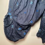 Free People NWT  Navy Blue Floral Embroidered Beaded Flowy Blouse Women's Small Photo 5