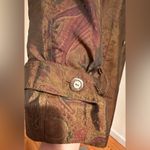 Gallery J. Double Breasted Brown/Green Metallic Paisley Trench Coat Sz 7/8 P Photo 9