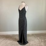 Betsy and Adam  Sleeveless Sparkly Column Evening Gown Metallic Black Size 12 Dress Photo 3