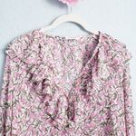 ZARA  Floral Pink Ruffle Long Sleeve Blouse Photo 1