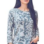 Proenza Schouler  BARNEYS NEW YORK MIA COTTON LONG SLEEVE BLUE WHITE PRINT TSHIRT Photo 0