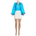 NEW THE DOLLS HOUSE Beaudelle Satin Bodysuit, Turquoise, XS Blue Photo 5