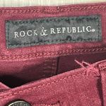 Rock & Republic Sz 10 Kimber Denim Shorts Maroon Side Zippers Photo 4