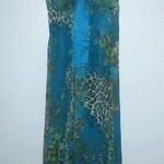 Robbie Bee  Signature 6 Silk Sleeveless Turquoise Animal Print Maxi Dress Photo 0