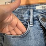 Hidden Blue High Rise Straight Leg Jeans Womens 24 Asymmetrical Closure Denim Photo 2