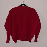 Signature 8 Red Boxy Cotton Blend Sweater Mock Neck Bubble Sleeve Size M Photo 1