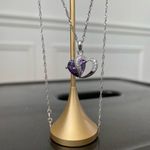 Jeulia 925 Silver Double Heart Pendant Necklace Amethyst CZ Stone Pendant Photo 0