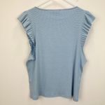 J.Crew  Vintage Rib Ruffle Boatneck Tank Top Striped Blue Nautical Preppy 2X NWT Photo 7