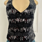 Diane Von Furstenberg 
Yvette Sequin Vest Sleeveless Black
Silk 4 Photo 0