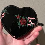 Coach Adorable black heart coin purse case keychain floral rose print Photo 3