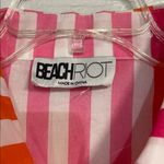 Beach Riot  ALEXA STRIPED BUTTON DOWN TOP SHIRT COVERUP PINK ORANGE STRIPES XL Photo 2