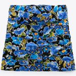 ZARA  FLORAL PRINT Pleated Asymmetrical Front MINI SKIRT Blue/Green Size M NEW Photo 6