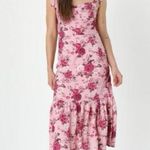 Lulus Confident Charm Pink Floral Bustier Tie Strap Midi Dress Photo 0