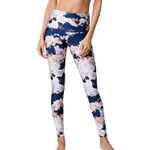 Onzie Leggings Women XSmall Hot Yoga High Rise Navy Blue Floral Nomad Blossom Photo 6