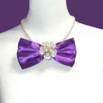 “Dainty Dapper”Elegant Purple Satin bowtie necklace with pearl design. Photo 4