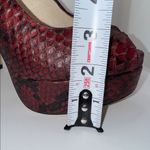 Michael Kors  Milan Platform Peep Toe Heels Burgundy Snakeskin Print Women’s 9 Photo 9