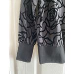 Fabletics Womens XS Black Lola Long Sleeve Top Floral Velour Open Shoulder Photo 2