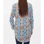 Buckle Womens  Roar Fevered Cold Shoulder Diamond Print Henley Tunic Top - Sz XL Photo 1