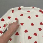 SheIn Crewneck Sweatshirt Womens M White Red Heart Textured Long Sleeve Valentin Photo 5