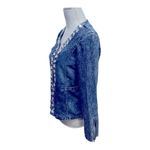 Mengnasai Women's Denim Jacket Diamanté
Embellishment Sleeve Zipper, size XXL Blue Photo 2