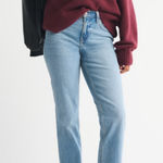 Abercrombie & Fitch  Curve Love Mid Rise 90’s Straight Jeans Photo 0
