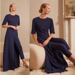 Kay Unger  Davina Stretch Walk Thru Jumpsuit Midnight Blue Size 4 Photo 2