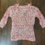 Hand knit with large needles, draped tunic / dress / beach coverup, NWOT White Size M Photo 0