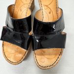 Born Black Patent Leather Platform Sandals Wedges Womens 9 Comfort Shoes Beach Photo 5