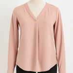 Nine West Blouse V-Neck Long Sleeve Business Casual Top Office Blush Pink Size S Photo 0