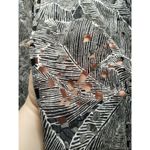 Chico's  Size Medium (1) Black White Leaf Cutout Details 3/4 Sleeves Cardigan Photo 2