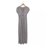Baltic Born Athena Pleated Dress Metallic Silver Gray Womens Large Bridesmaid Photo 1