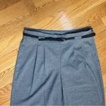 Loft Petites High Waist Wide Leg Cropped Pants Grey with belt - Size 12P Photo 11