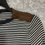 Ralph Lauren Lauren Gray Striped Faux Leather Patches Top - Size Medium - Zipper Photo 1