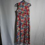 VTG Selene Sport Silk Red Floral Tropical Shell Button Midi Dress M 80s 90s Red Size M Photo 1