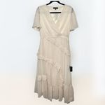 Lulus | Swiss Dot Ruffled Midi Dress in Cream NWT Style: Next to You Photo 6