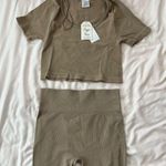 Hippie Rose 🍂 tan ribbed crop top and leggings set🍂 Photo 1