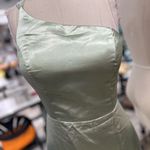 Stretch Satin Column One Shoulder Sleeveless Bridesmaid Dress 8 Green Photo 2