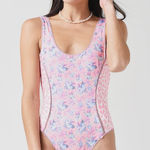 Love Shack Fancy  Mikkel Pink Floral Leopard Print One Piece Swimsuit XS Resort Photo 0