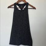 Athleta High Neck Heather Stripe Chi Tank Black/Bright White Size Small Photo 1