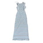 Lulus NWOT Size Medium Chic Existence Ivory Blue Striped Backless Midi Dress Photo 9