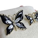 Vintage Butterfly Black & White Enamel Gold Tone Rhinestone Scatter Pins Photo 3